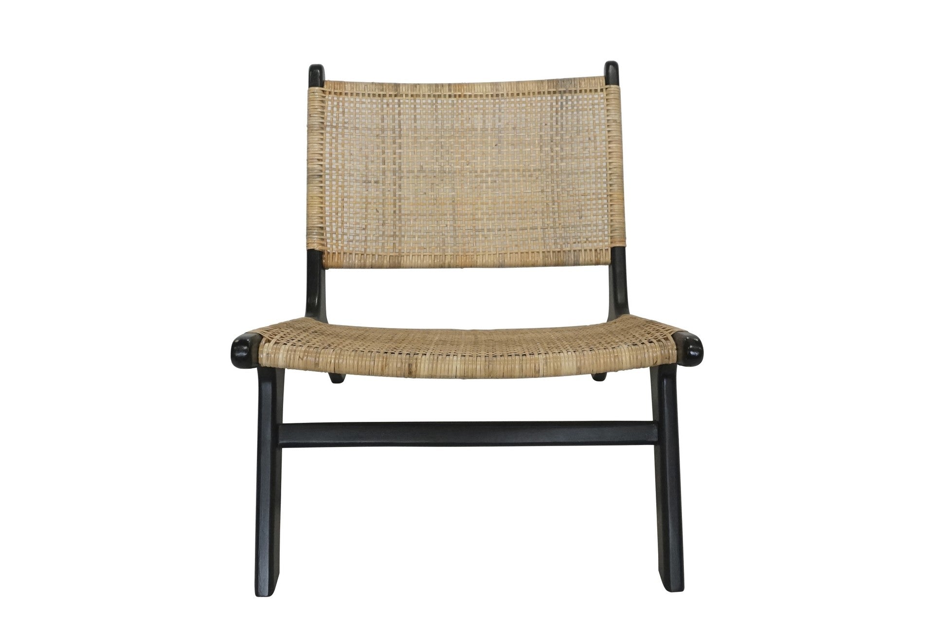 Designer Inspired arm chair Teak Rattan Black Mid-century Modern