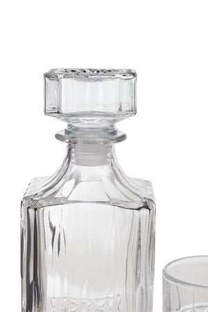 Diamond Pattern Decanter With Four Glasses