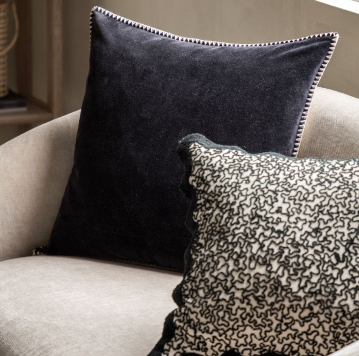Nico Velvet Cushion - Black