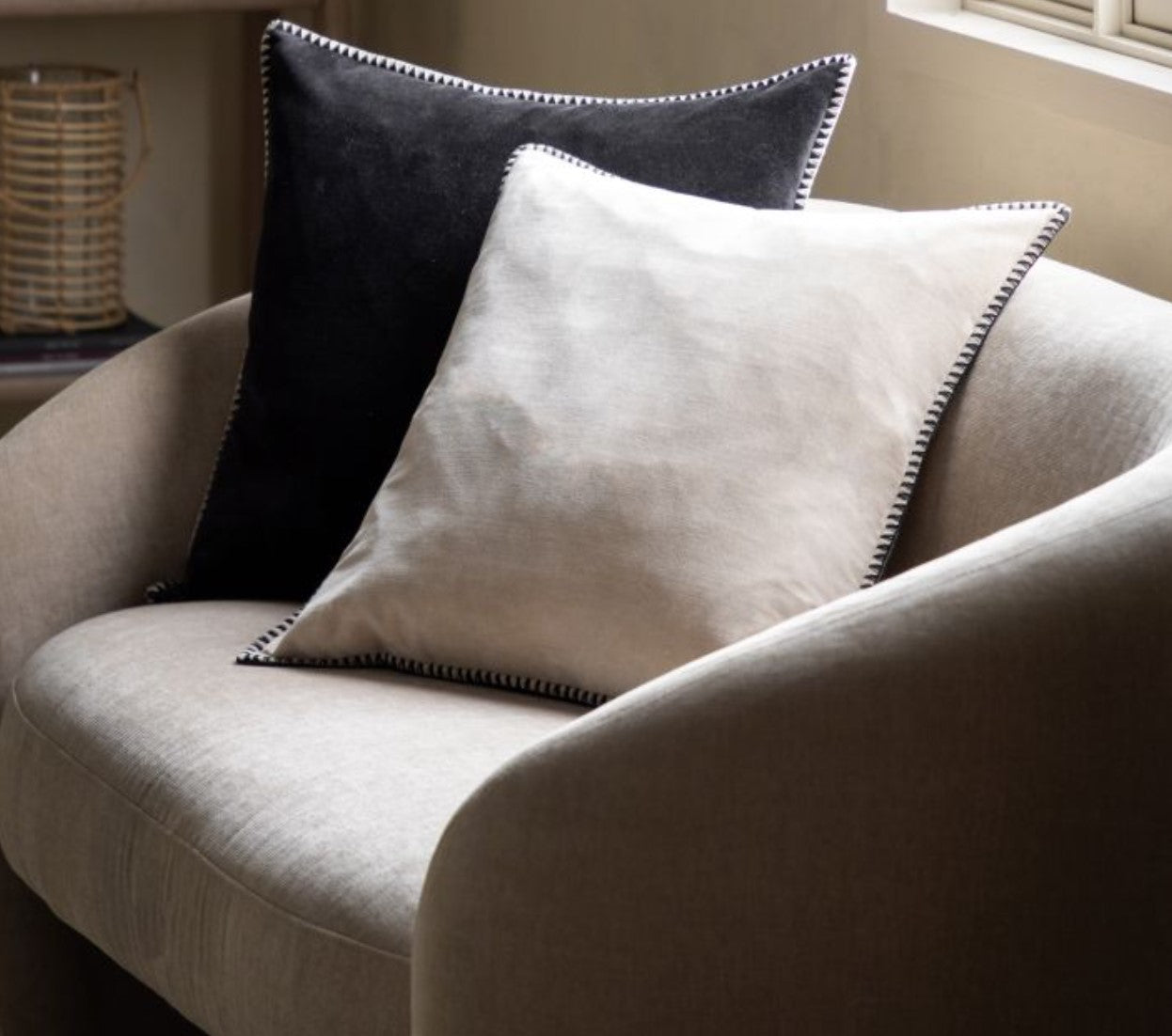 Nico Velvet Cushion - Taupe