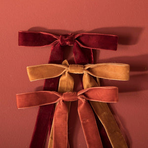 Pink Red Velvet Bows - Set Of 12