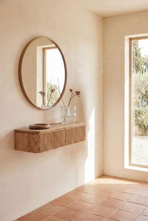 Biljandi console – side profile view, dark acacia wood