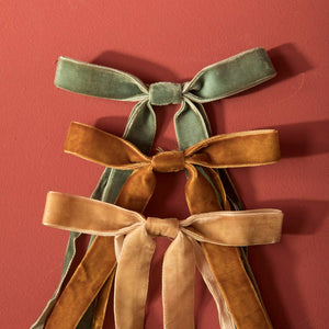 Green Velvet Bows - Set Of 12