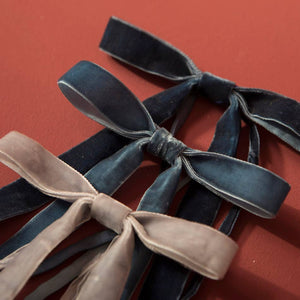 Blue Velvet Bows - Set Of 12
