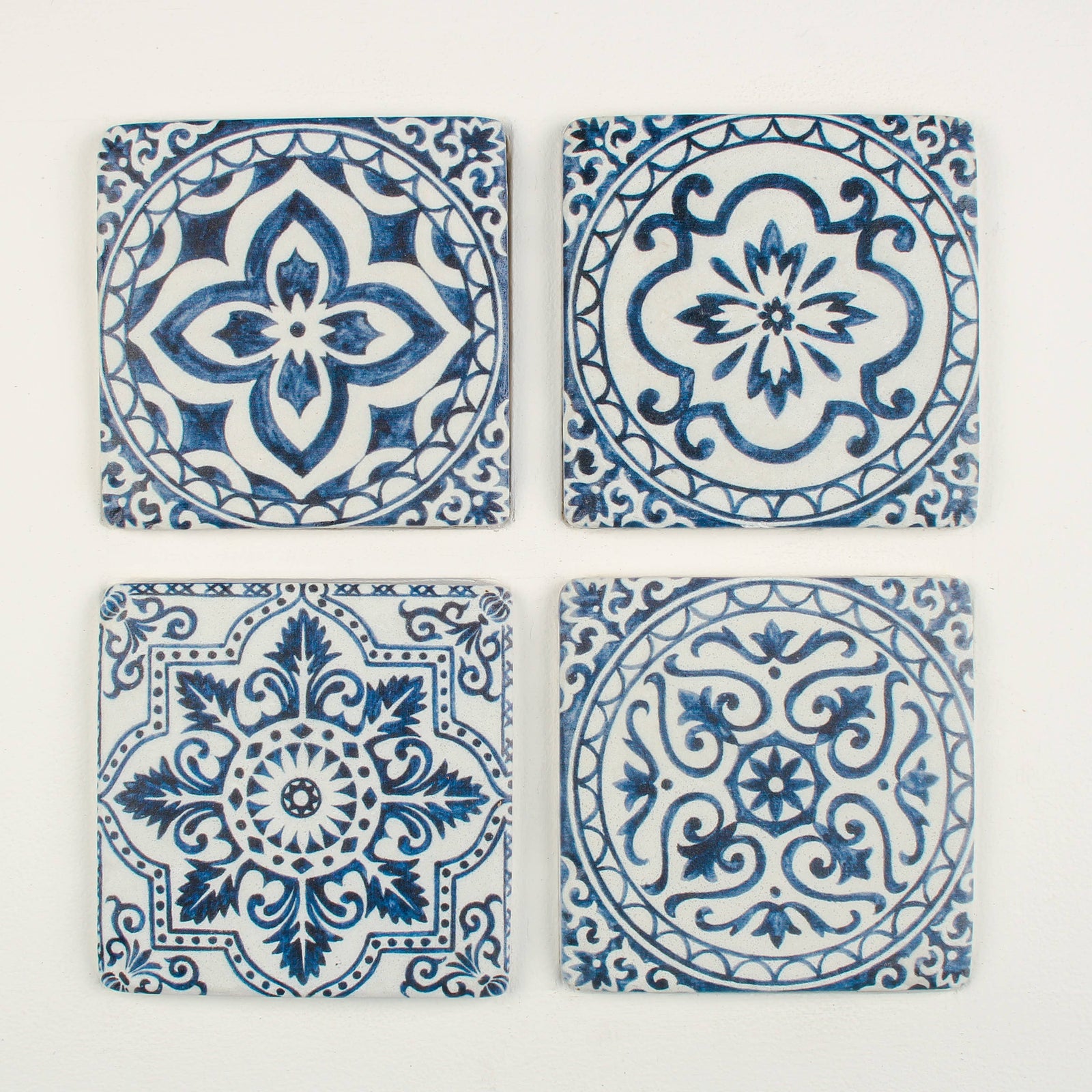 Blue Tiles Coasters, Set of 4