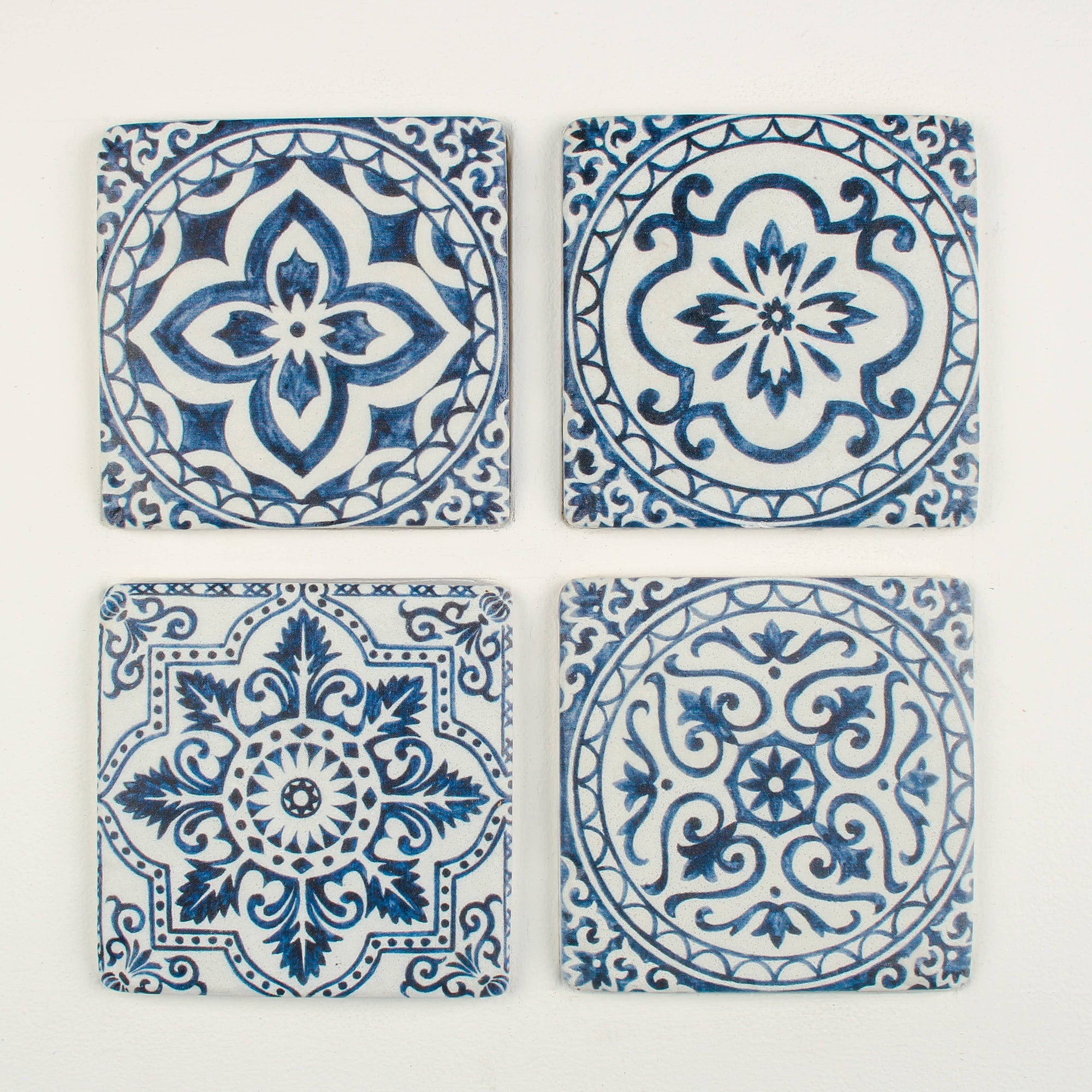 Blue Tiles Coasters, Set of 4