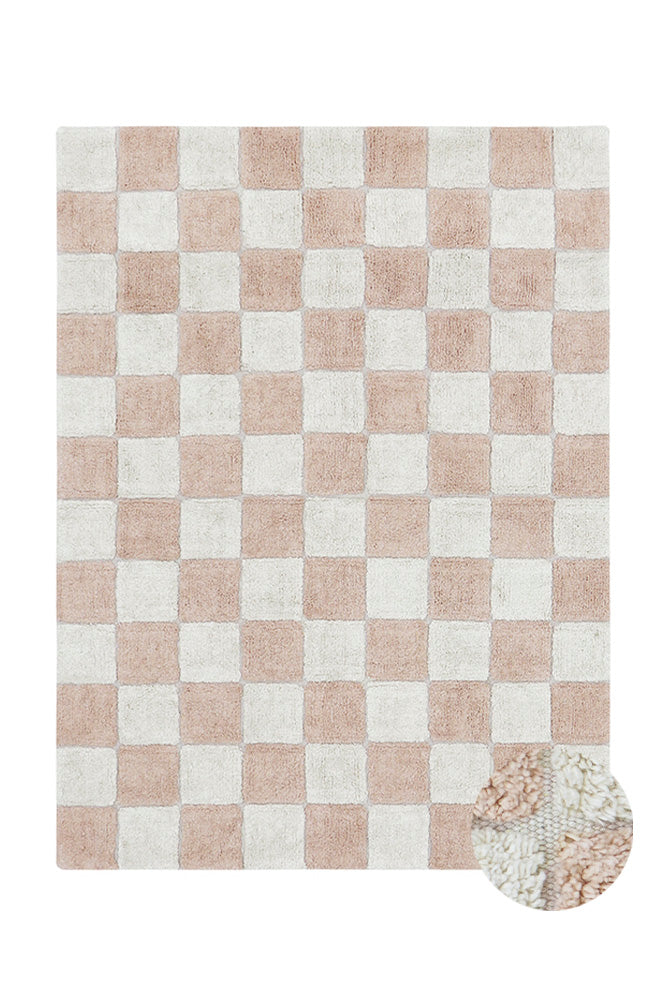 Cotton Washable rug Tiles - Rose