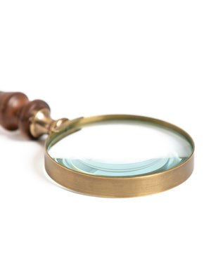 Antiqued Traditional Magnifying Glass with Wooden Handle