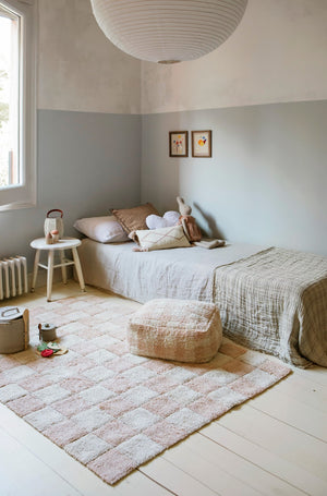 Cotton Washable rug Tiles - Rose