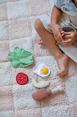 Cotton Washable rug Tiles - Rose