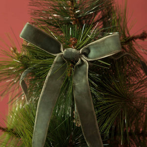 Green Velvet Bows - Set Of 12