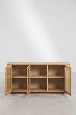 Walia sideboard – front view, glass doors closed, full width
