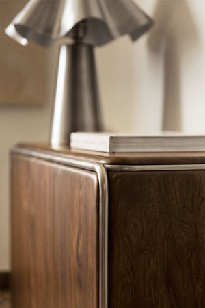 Altrex sideboard – lifestyle shot under staircase with silver lamp on top