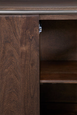 Altrex sideboard – side profile view, stainless steel leg and foot detail