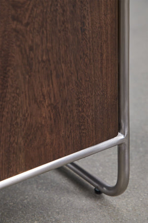Altrex sideboard – front view, all three doors open showing interior shelves
