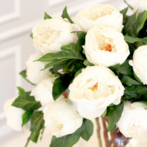 Artificial White Classic Peony - 56cm