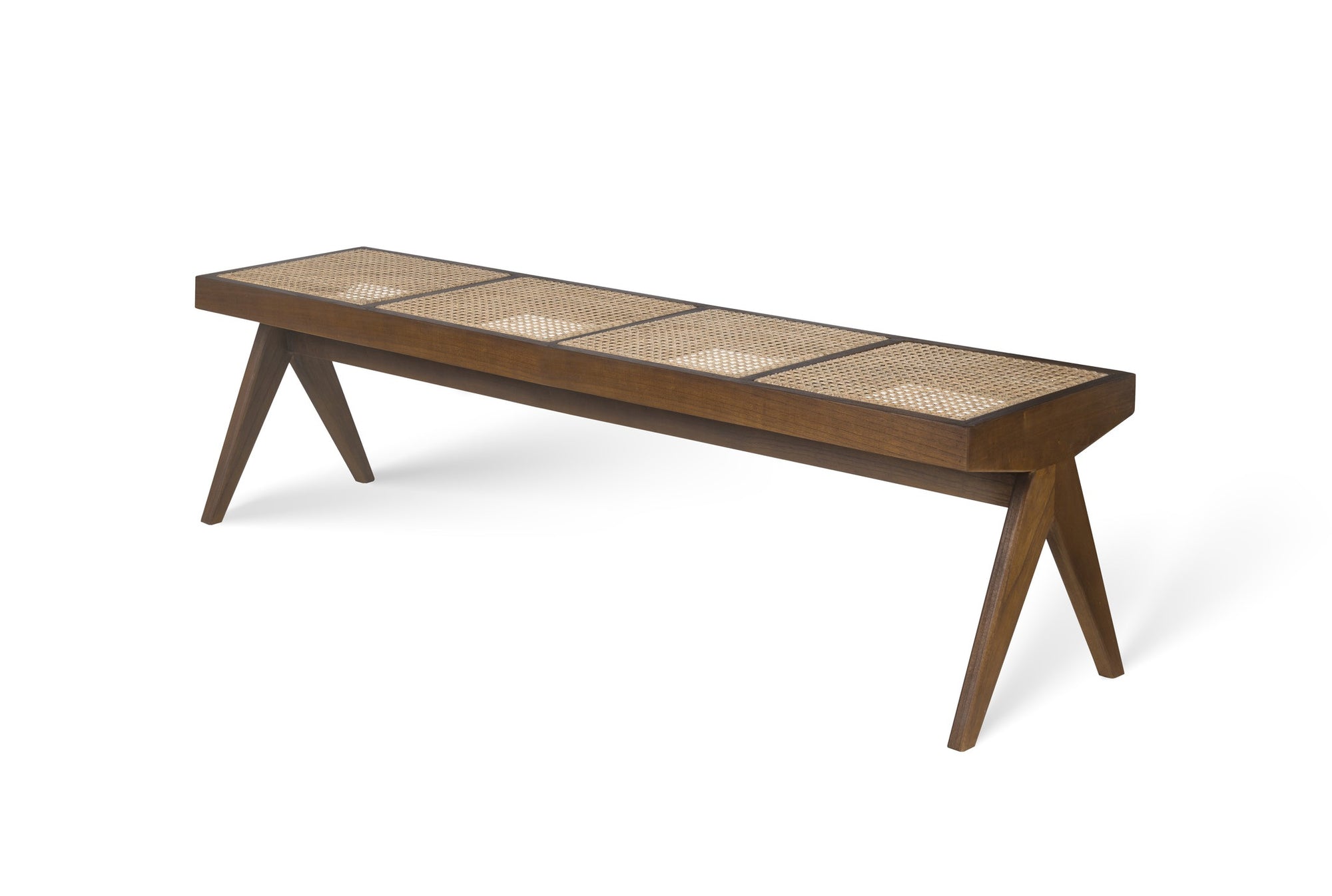 Wooden Rattan Bench - 4 Flats