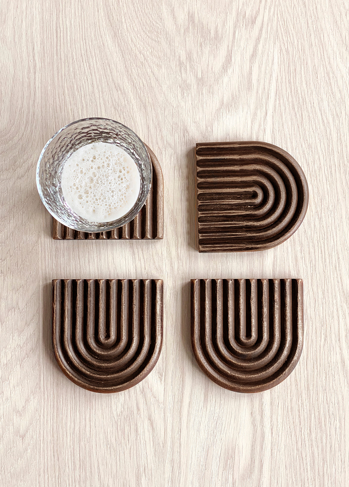 Pozzi Coaster Set of 4, Brown