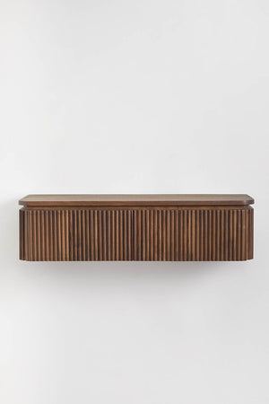 Biljandi console – three-quarter view, light acacia wood