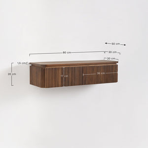 Biljandi console – close-up of metal channel closure and drawer mechanism