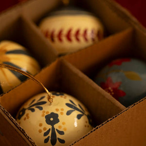Hand painted Baubles, Blue - Set of 4