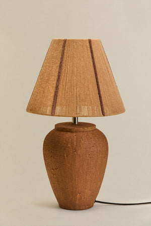 Verena table lamp front view with natural wool shade