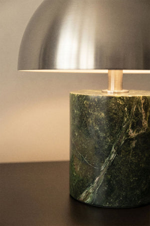 Nicolas Wireless LED Table Lamp - Green Marble & Chrome