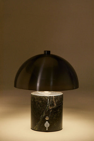 Nicolas Wireless LED Table Lamp - Green Marble & Chrome