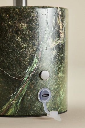 Nicolas Wireless LED Table Lamp - Green Marble & Chrome
