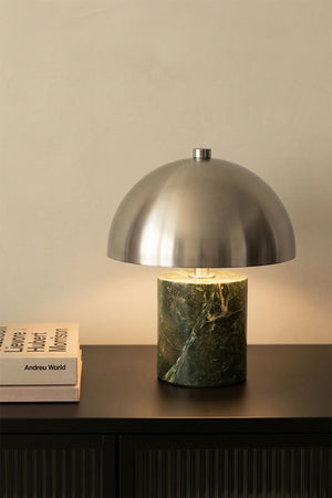 Nicolas Wireless LED Table Lamp - Green Marble & Chrome