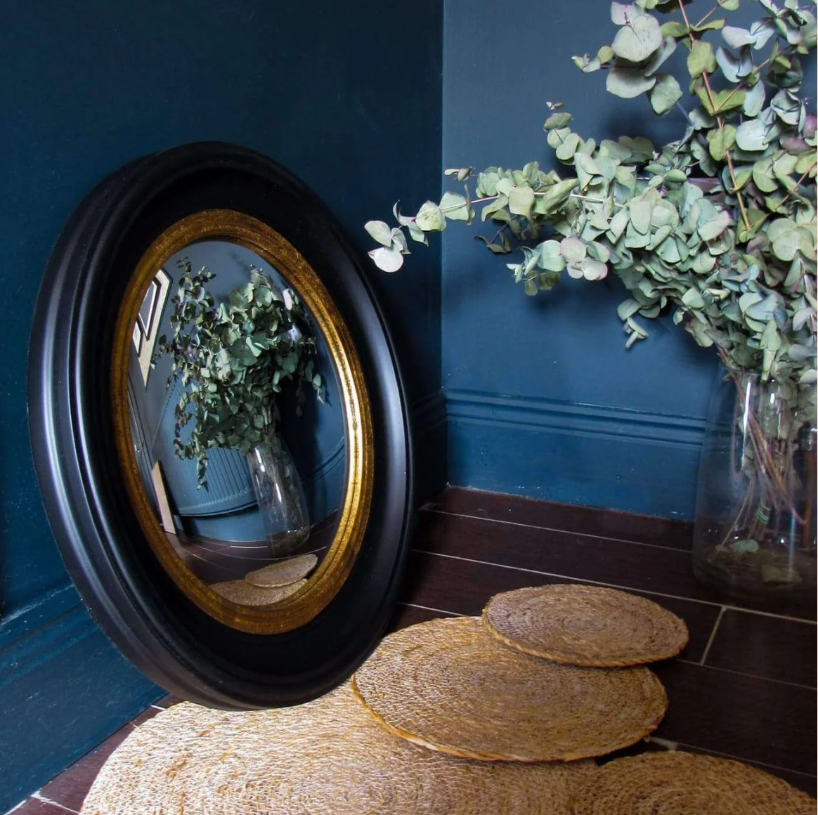 Black & Gold Convex Mirror - Medium