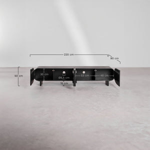 Agathe TV unit – side profile view, rubber-padded leg detail
