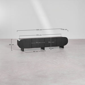 Agathe TV unit – close-up of groove door opening and magnetic closure detail