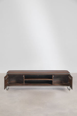 Altrex TV unit – front view, left door open, central shelf visible