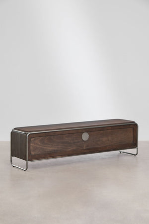 Altrex TV unit – side profile view, stainless steel leg detail