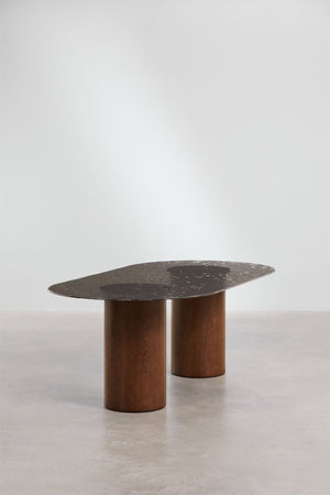 Asgri Oval Dining Table - Dark Wood & Glass