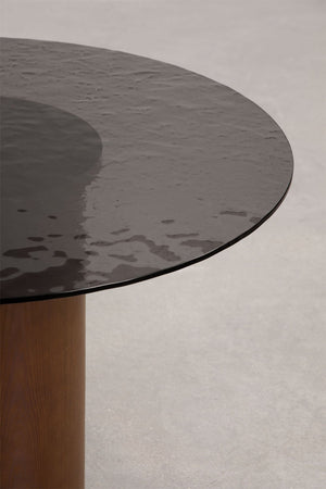 Asgri Oval Dining Table - Dark Wood & Glass