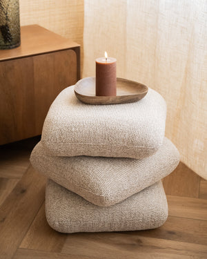 Laurie Pouf Stool - Light Grey & Beige