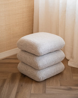 Laurie Pouf Stool - Light Grey & Beige
