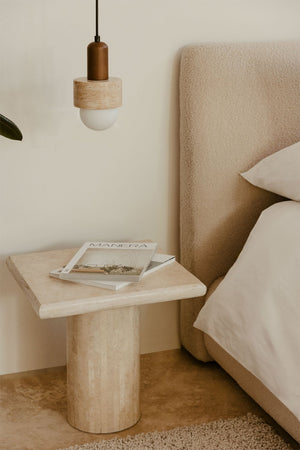 Lausa Travertine Side Table
