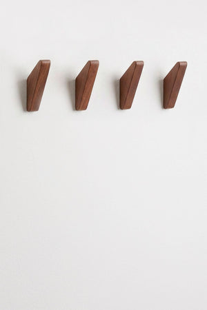Brana wooden wall hooks – close-up of rear iron anchor mounting plate on dark walnut hook, showing keyhole slots and two Phillips screws