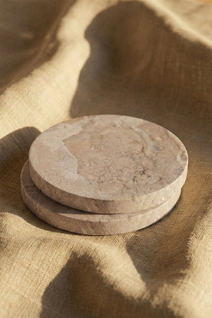 Valtris Coasters – Set of 4, Beige Marble