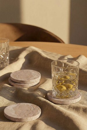 Valtris Coasters – Set of 4, Beige Marble