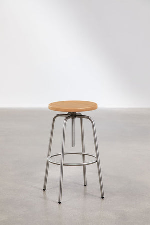 Bangalore high stool – close-up of central screw height adjustment mechanism and seat underside junction