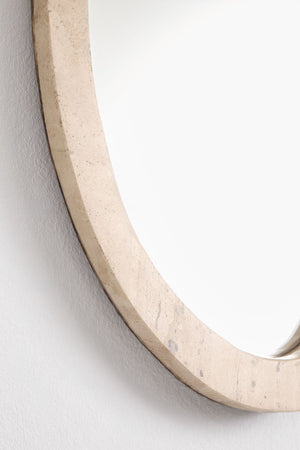 Urkiz irregular mirror – landscape orientation on white background, organic stone frame