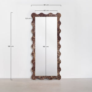 Bayaibe mirror – side profile view, 3.5 cm depth of marble frame visible