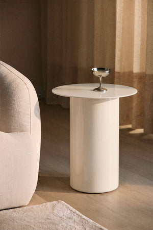 Tapioca Beige Asgri side table front view