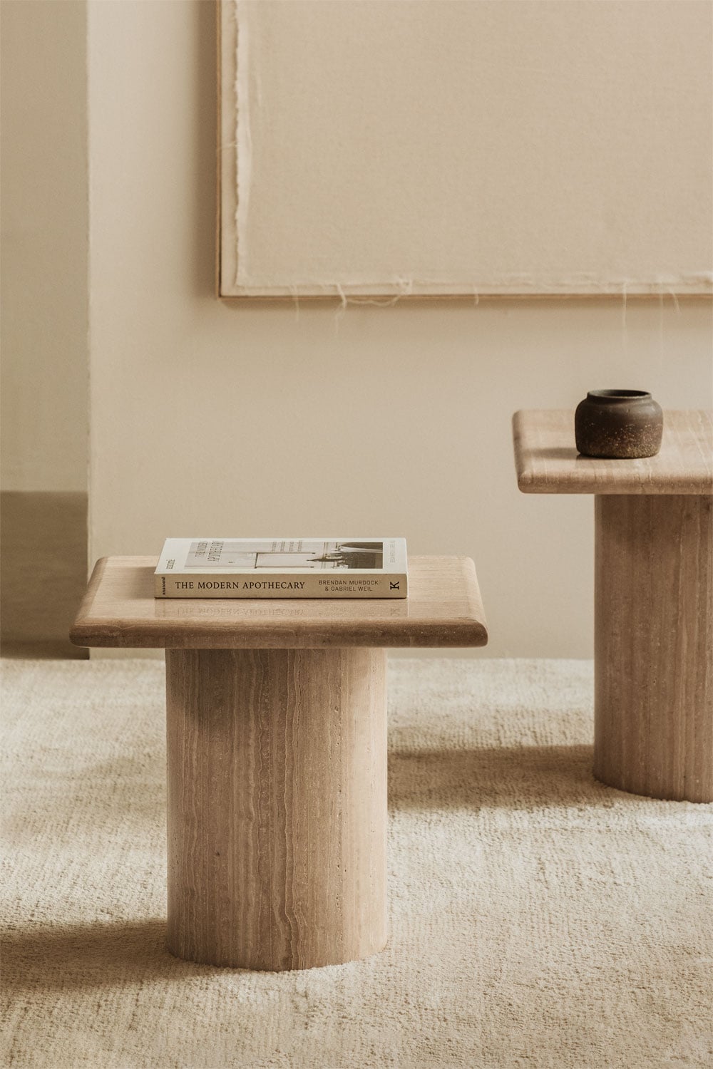 Lausa Travertine Side Table