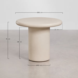 Namara round concrete dining table – full view, warm beige