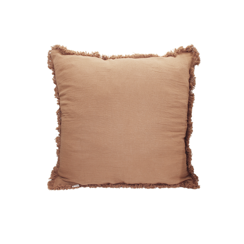 Terracotta Fringe Linen Cushion